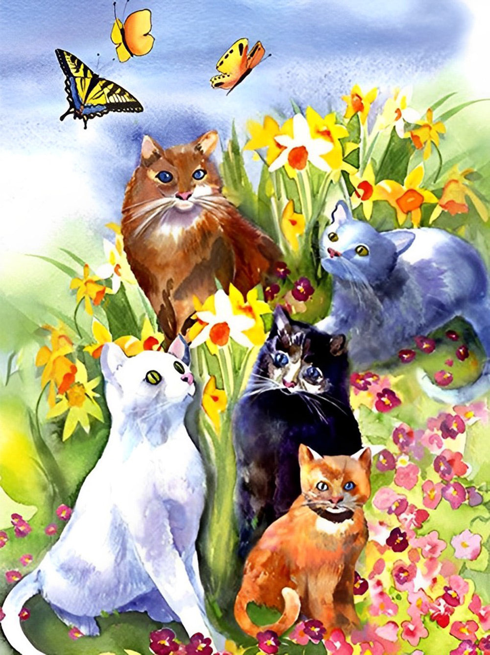 Cats and Butterflies Diamond Painting