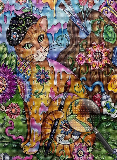 Painter Orange Cat Diamond Painting