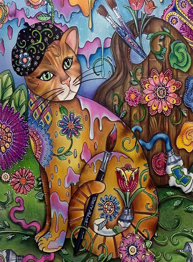 Painter Orange Cat Diamond Painting