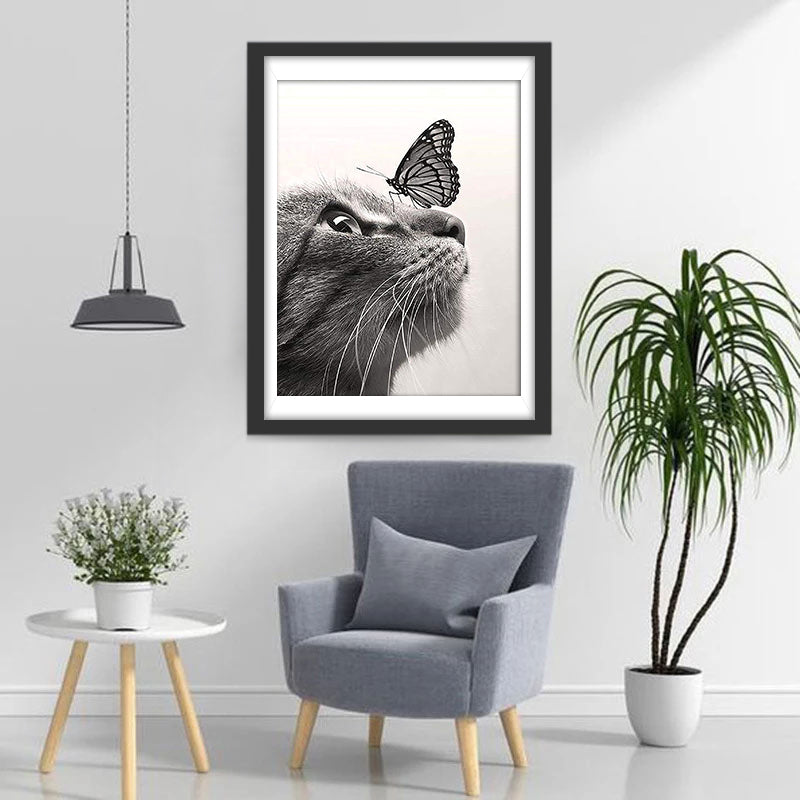 Cat Looking at Butterfly 5D DIY Diamond Painting Kits