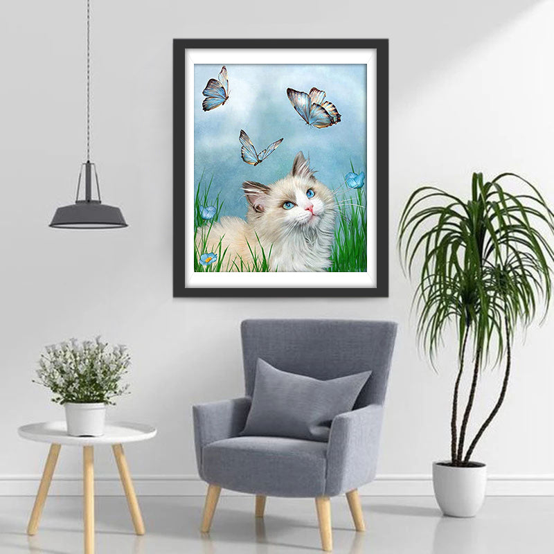 Ragdoll Kitty and Butterflies Diamond Painting