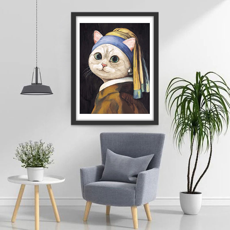 Cat with a Pearl Earring 5D DIY Diamond Painting Kits