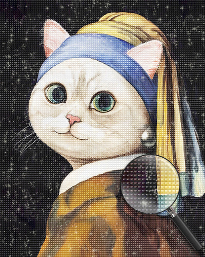 Cat with a Pearl Earring 5D DIY Diamond Painting Kits