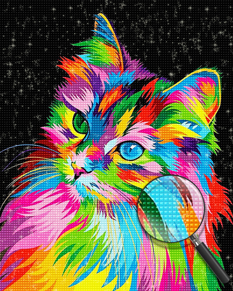 Colorful Long Haired Cat Diamond Painting