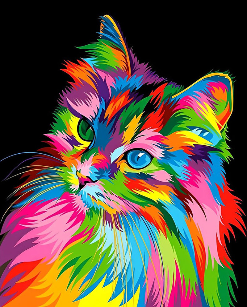 Colorful Long Haired Cat Diamond Painting