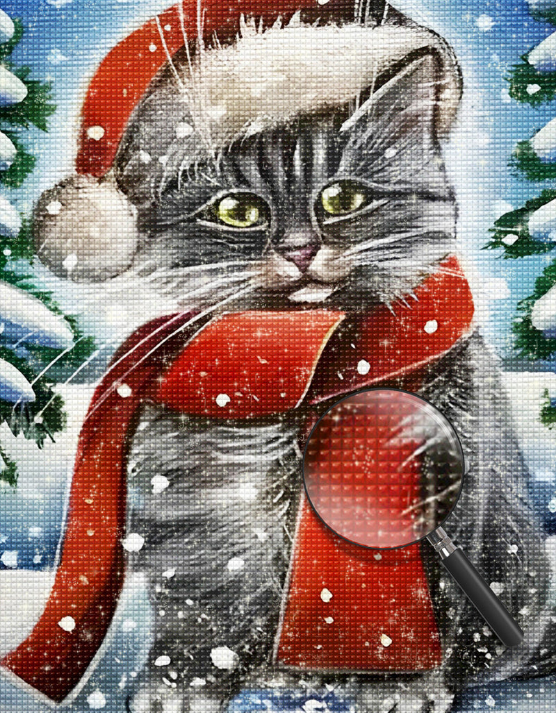 Christmas snow Cat 5D DIY Diamond Painting Kits