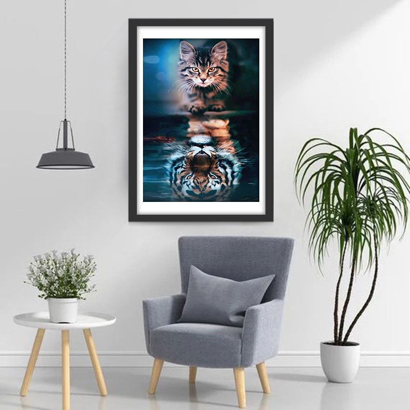 Awe-looking Kitten and Tiger Diamond Painting