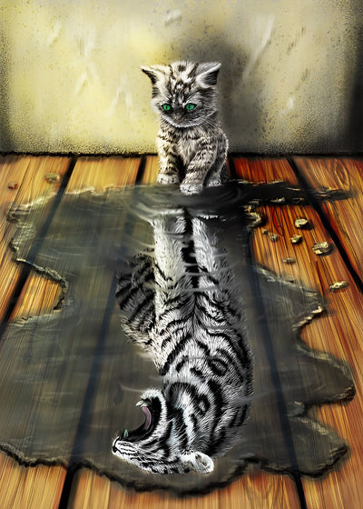 Kitten and Tiger on the Floor 5D DIY Diamond Painting Kits