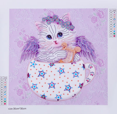 Angle Cat in the Cup Special Shaped Drills 5D DIY Diamond Painting Kits