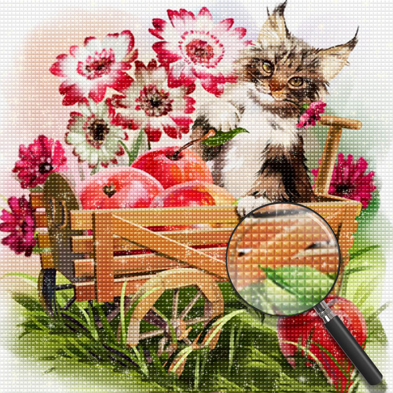 Cat and Cineraria Diamond Painting