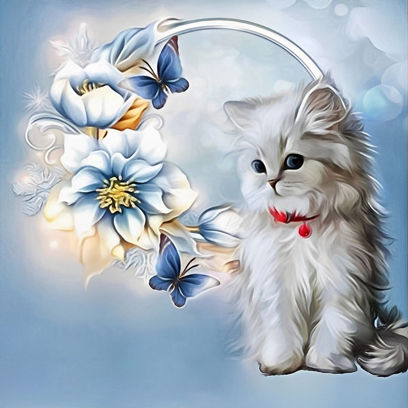 Flowers and Adorable Cat 5D DIY Diamond Painting Kits
