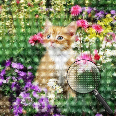 Orange Kitty and Flowers 5D DIY Diamond Painting Kits