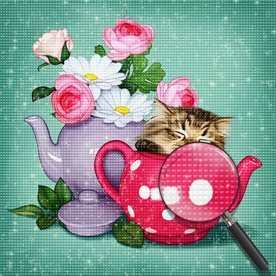 Teapot Kitten Diamond Painting