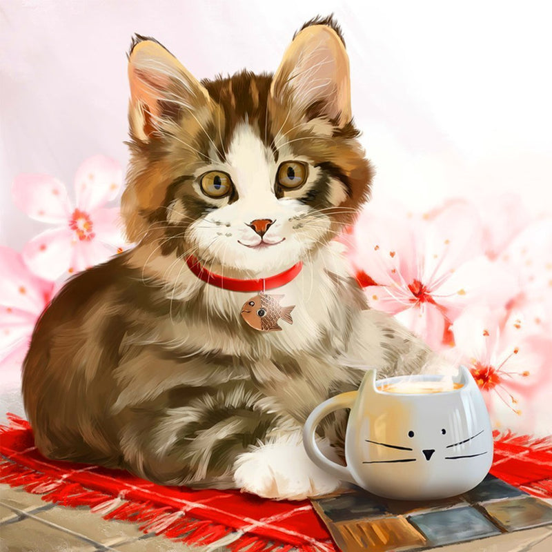 Kitty and Cup of Cat 5D DIY Diamond Painting Kits