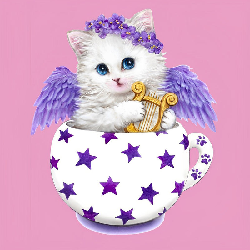 Cat with a Lyre in Mug 5D DIY Diamond Painting Kits