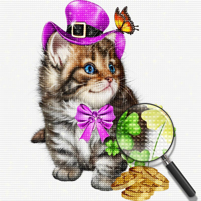 Cat with Purple Hat Diamond Painting