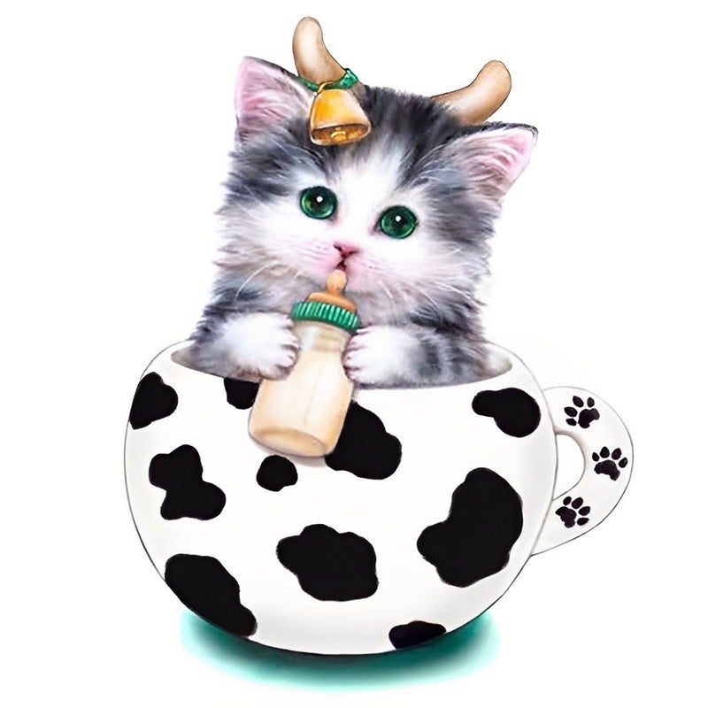 Cow Cat in the Cup Diamond Painting