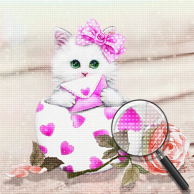 Cat with Love Letter and Rose 5D DIY Diamond Painting Kits