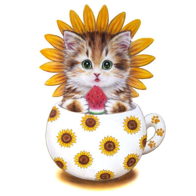 Sunflower Cat in the Cup 5D DIY Diamond Painting Kits