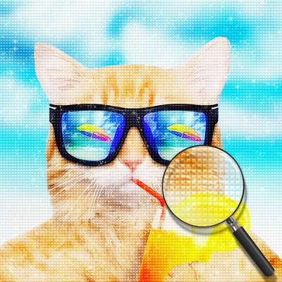 Orange Cat on Vacation 5D DIY Diamond Painting Kits