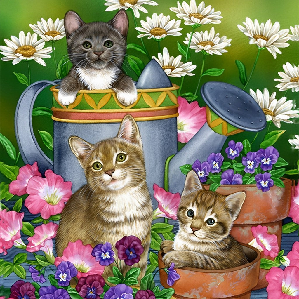 Cats in the Garden Diamond Painting