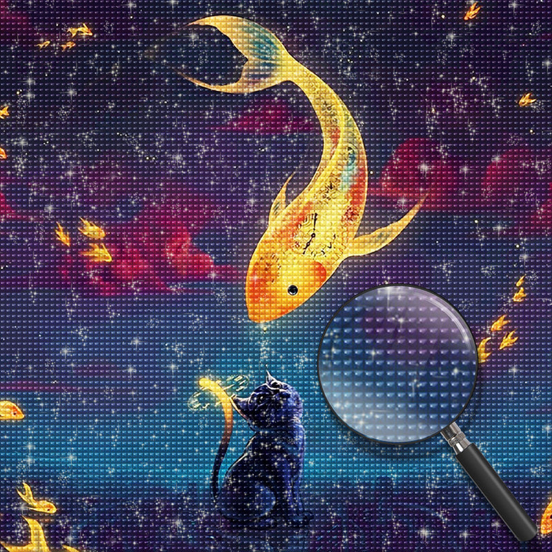 Cat and Koi Diamond Painting