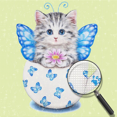 Butterfly Cat in Mug Diamond Painting