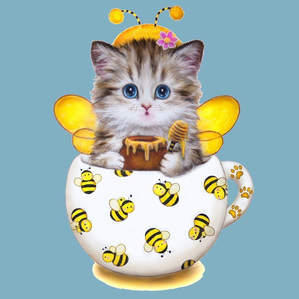 Bee Kitten in Mug Diamond Painting