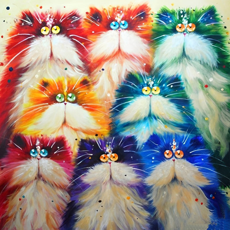 Colourful Silly Cats Diamond Painting