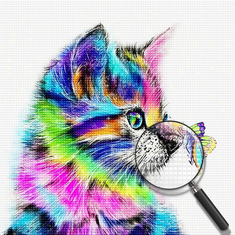 Colourful Cat and Butterfly Diamond Painting