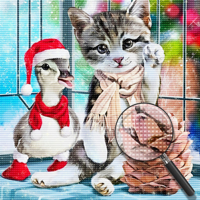 Duck Cat and Pine Cone Diamond Painting