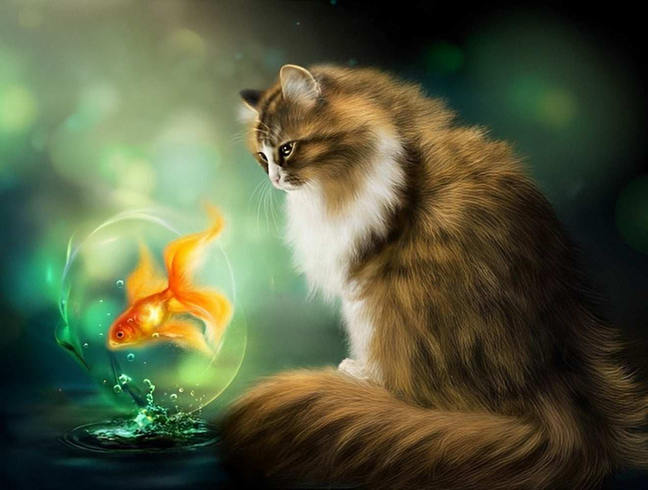 Goldfish and Cat Diamond Painting