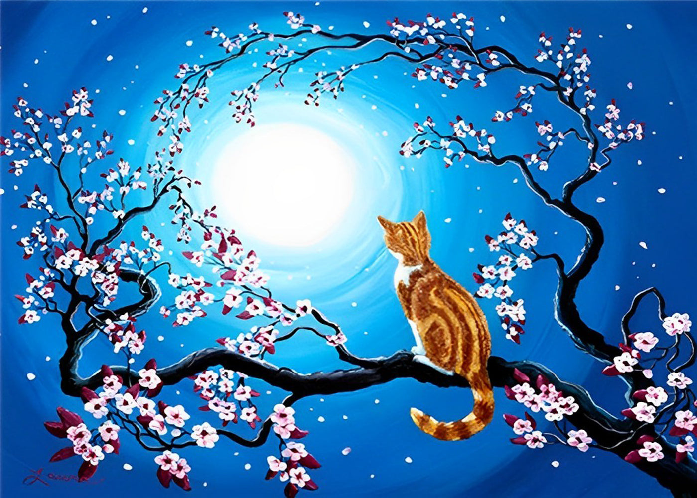 Cat with Moon Diamond Painting