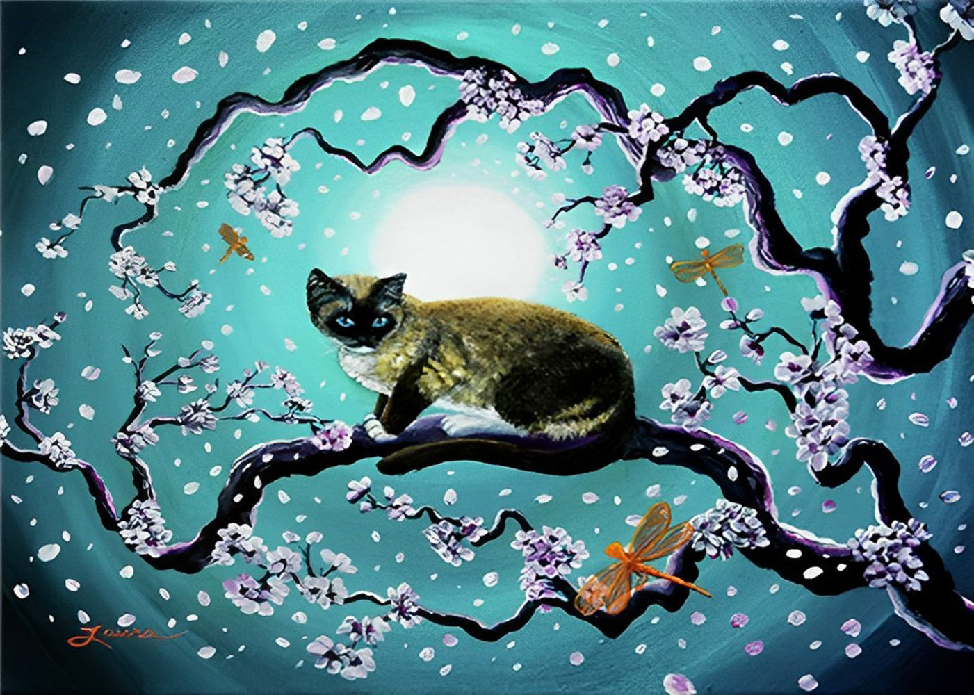 Siamese Cat on Branch Diamond Painting