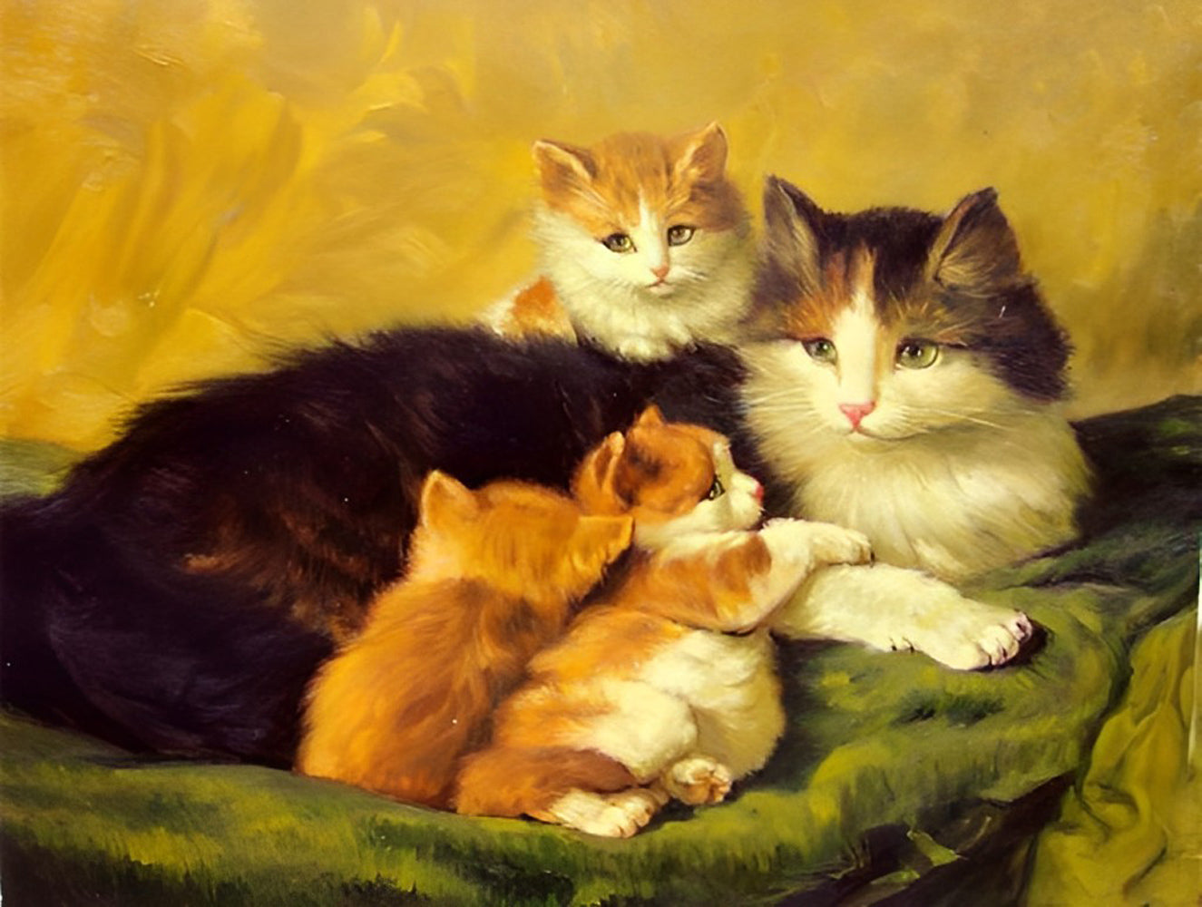 Cat with Her Kids Diamond Painting