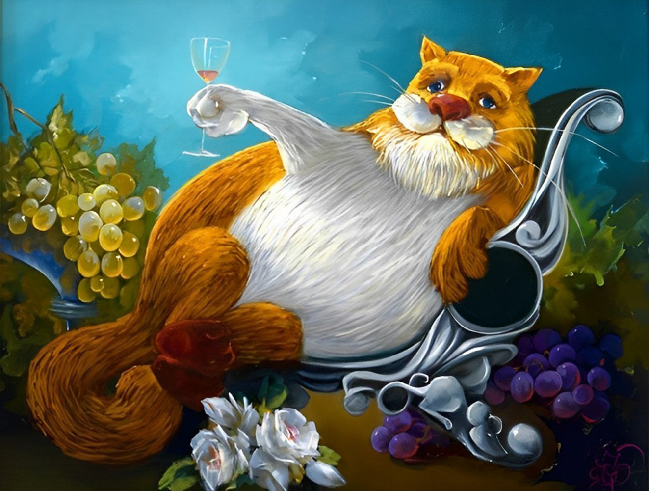 Fat Drunk Cat Diamond Painting