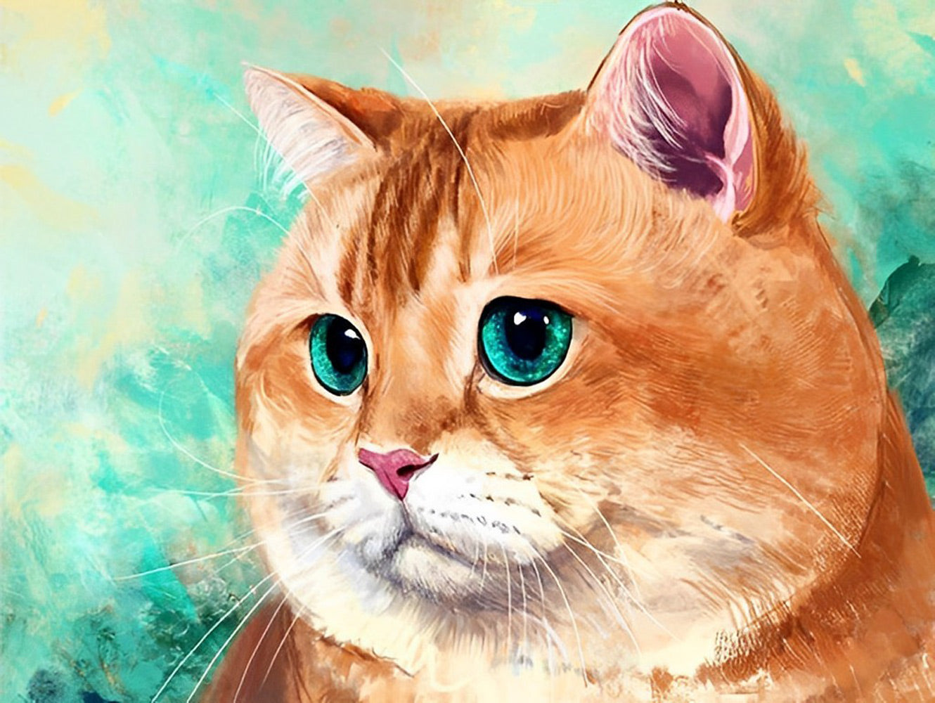 Fat blue eyed cat Diamond Painting