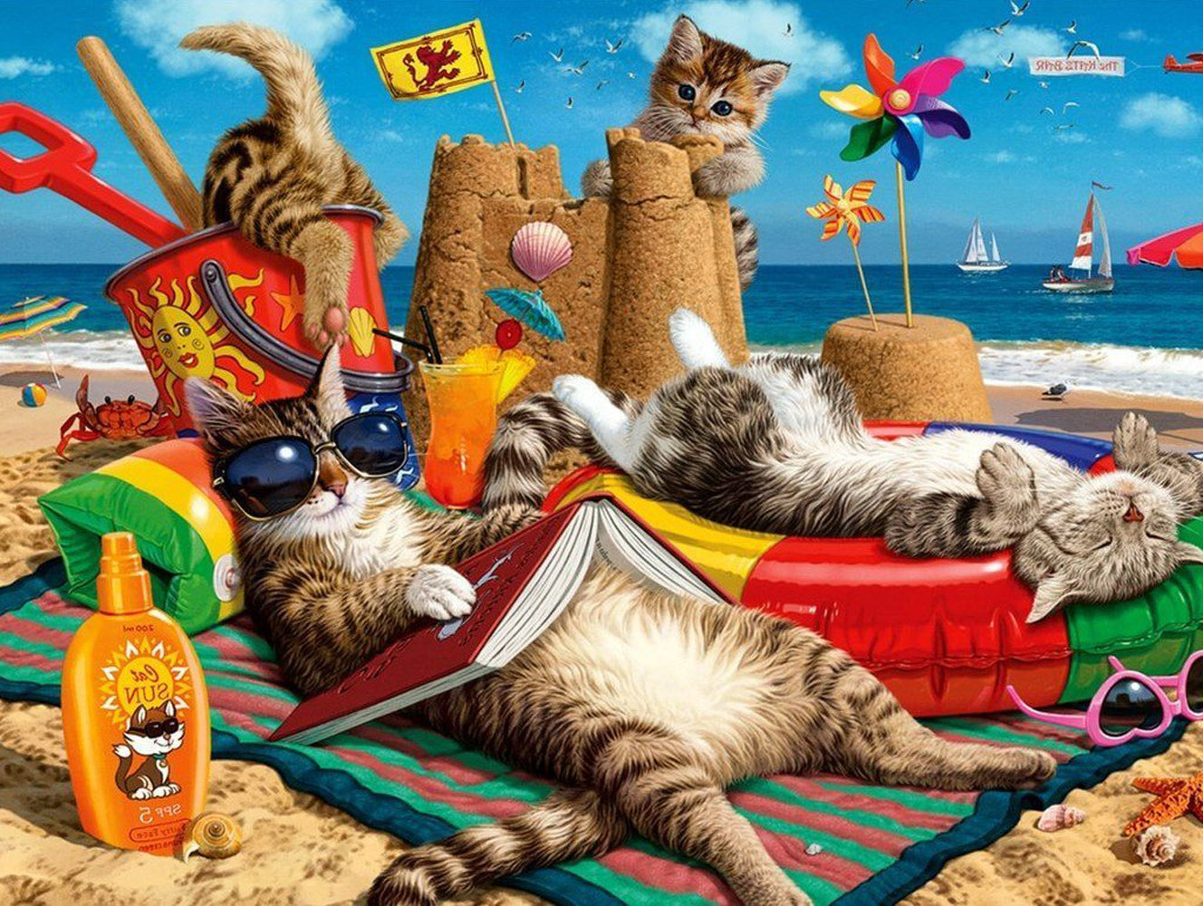 Cat Family on Vacation Diamond Painting