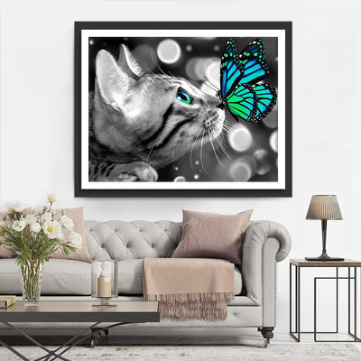 American Shorthair and Blue Butterfly 5D DIY Diamond Painting Kits