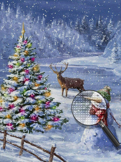 Christmas Tree and Reindeer Diamond Painting