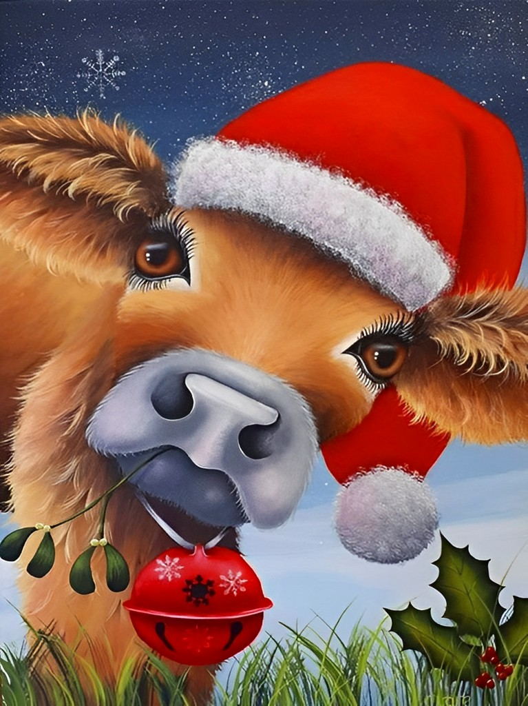 Christmas Cow Diamond Painting