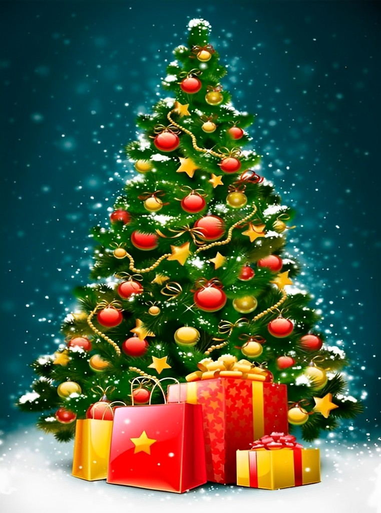 Christmas Tree and Gifts Diamond Painting