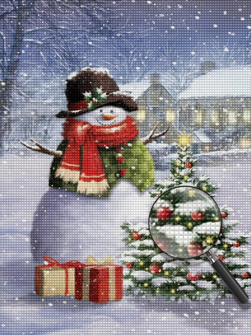 Round snowman Diamond Painting