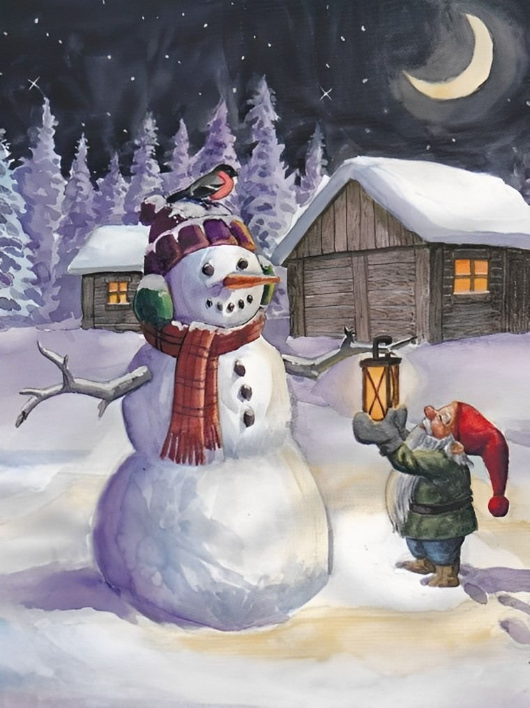 Snowman and Dwarf Diamond Painting