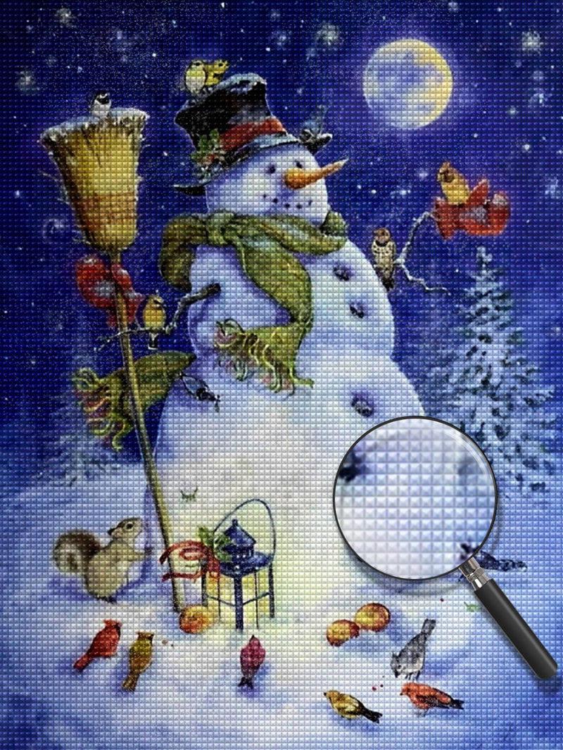 Snowman under the moonlight Diamond Painting