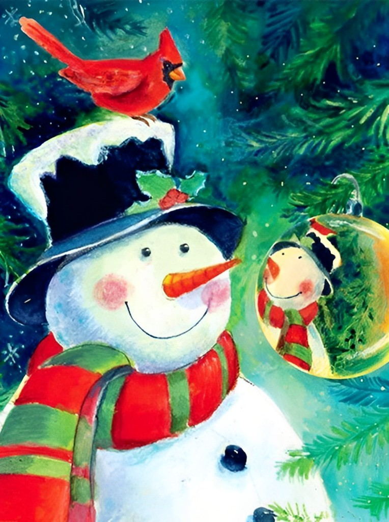 Snowman looking in the mirror Diamond Painting