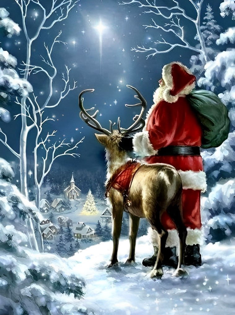Santa's Reindeer Diamond Painting