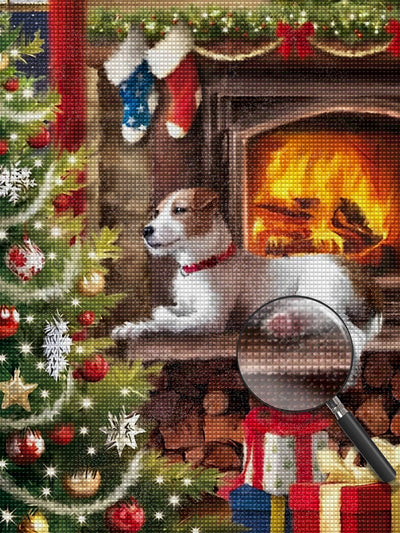 Christmas wire fox terrier Diamond Painting