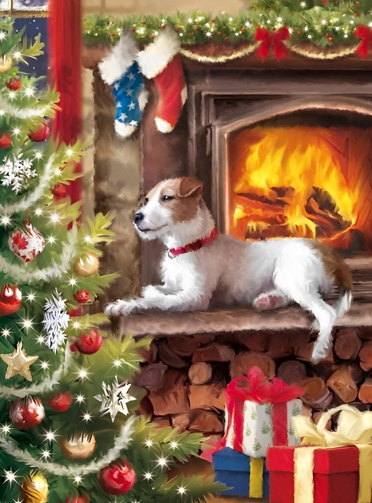 Christmas wire fox terrier Diamond Painting