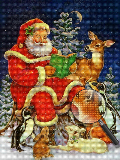 Santa Claus telling stories to animals Diamond Painting